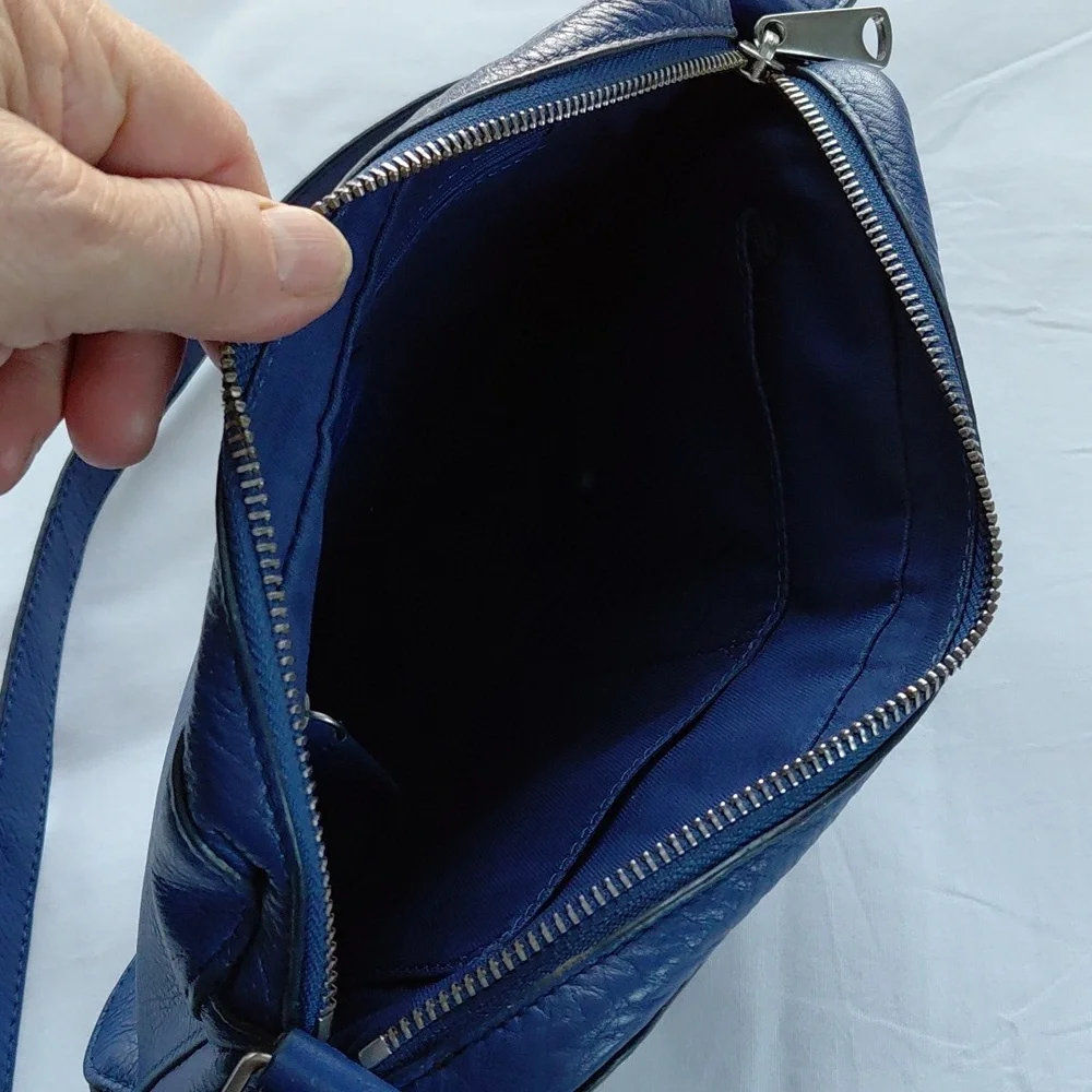 Fossil Navy Leather Crossbody Bag